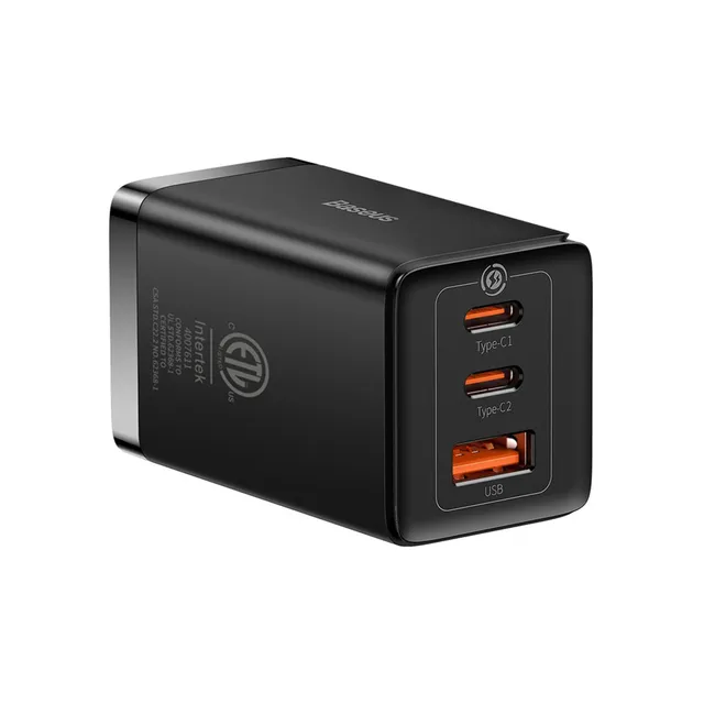 baseus-gan5-pro-3-port-fast-charger-65w-gan-usb-c-wall-charger-for-laptops-table image 1