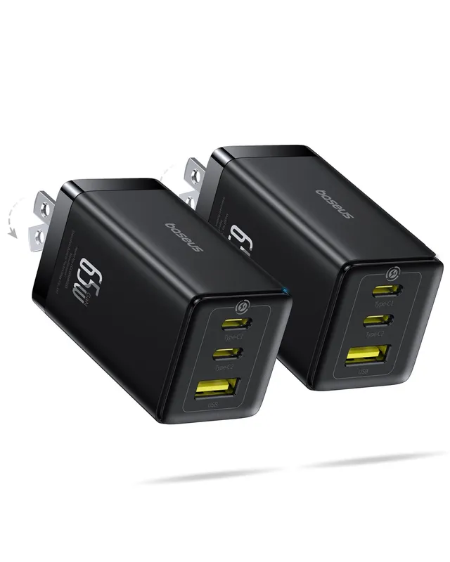 baseus-65w-usb-c-charger-block-2-pack-gan-pps-3-port-foldable-fast-charger image 1