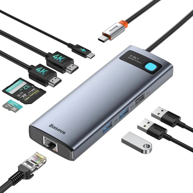 baseus-9-in-1-usb-c-docking-station-dual-monitor-4k-120hz-1000mbps-ethernet-85w- image 1
