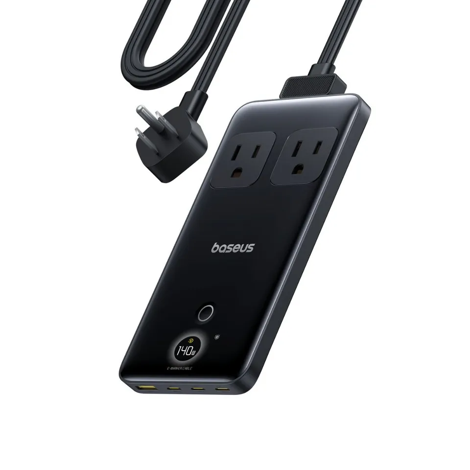 baseus-blade-power-strip-2ac-1u-3c-140w-gan6-desktop-charging-station-with-dynam image 1