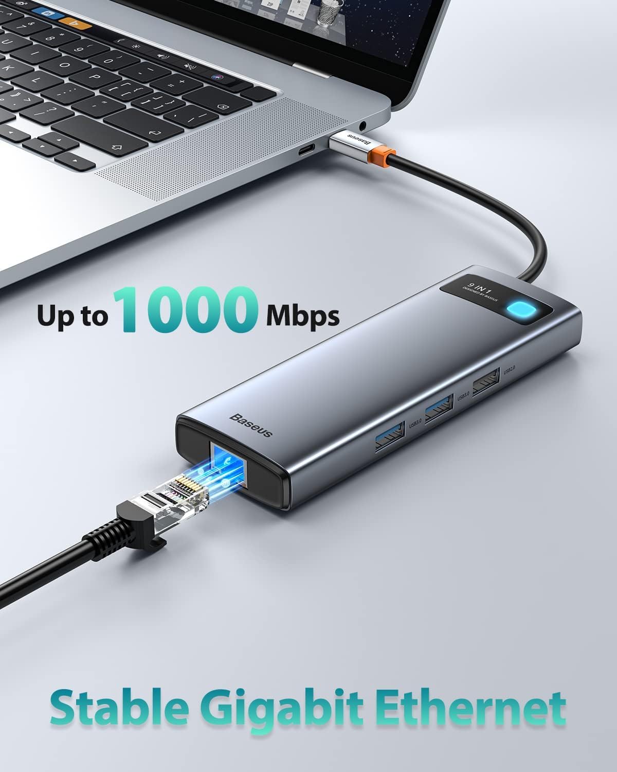 baseus-9-in-1-usb-c-docking-station-dual-monitor-4k-120hz-1000mbps-ethernet-85w- image 4
