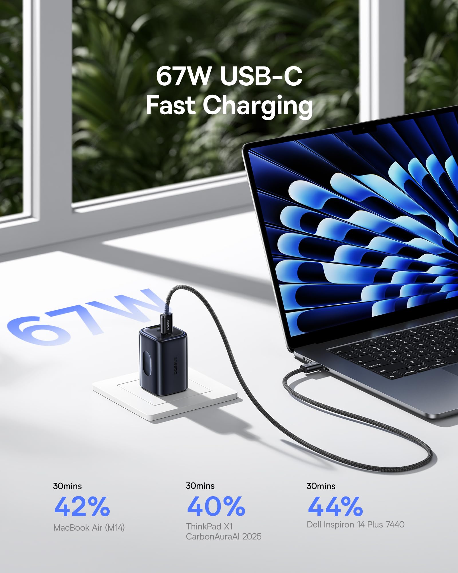 baseus-picogo-67w-usb-c-charger-smallest-3-port-fast-charging-wall-block-with-fo image 2