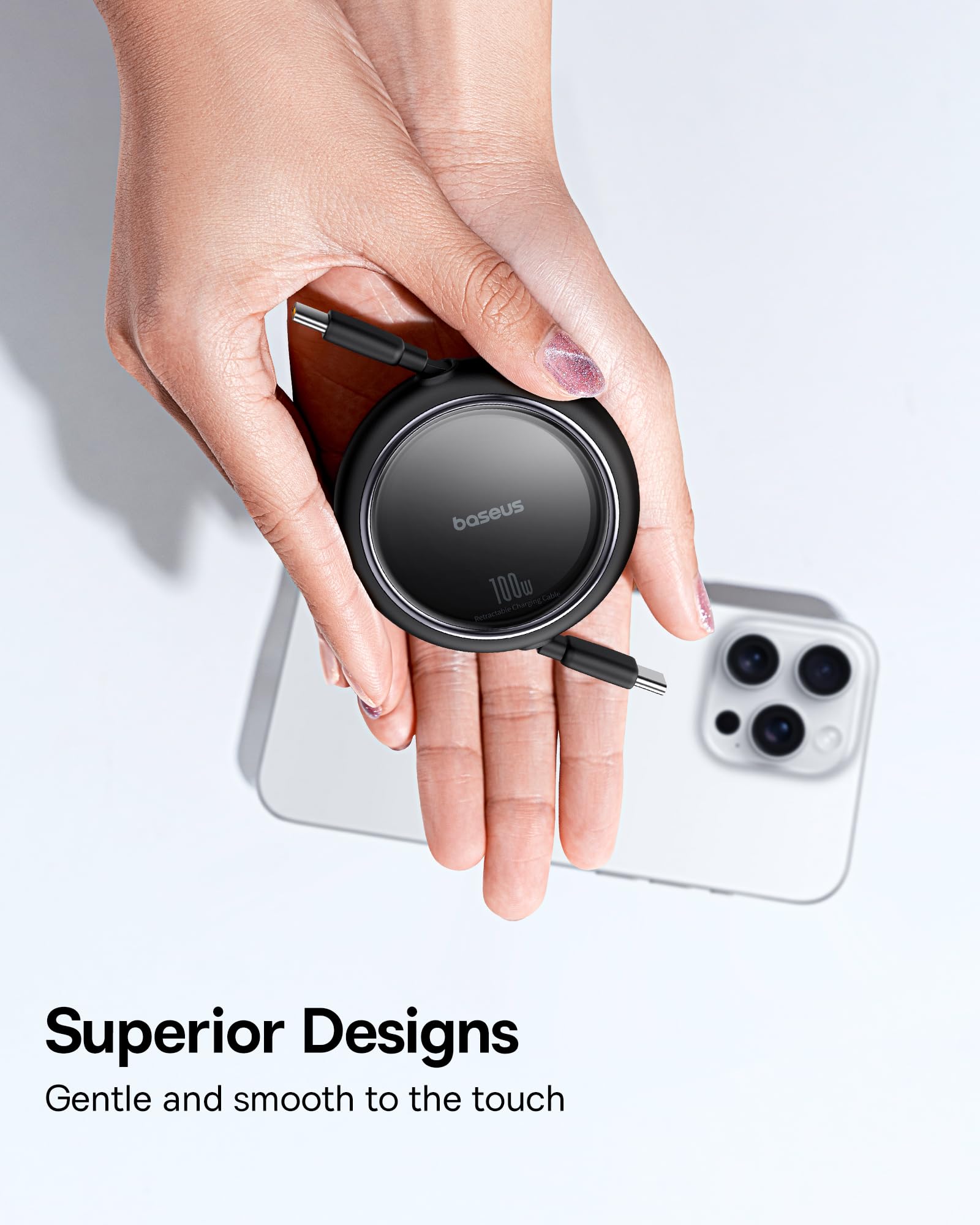 baseus-100w-retractable-usb-c-to-usb-c-cable-4-stage-length-preset-5a-fast-charg image 7