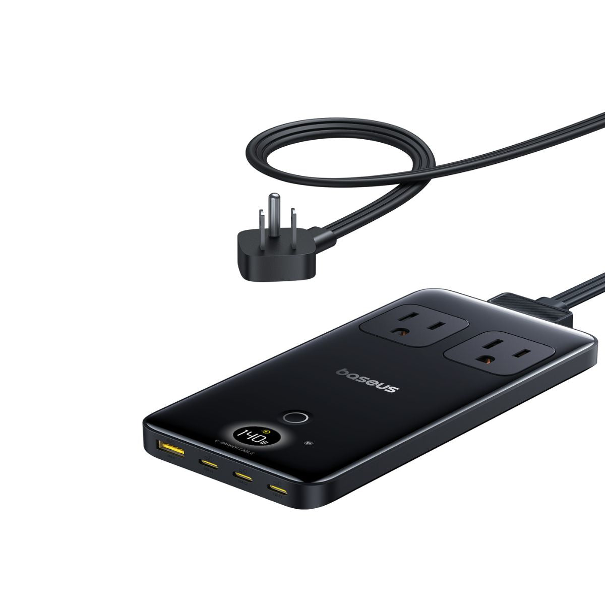 baseus-blade-power-strip-2ac-1u-3c-140w-gan6-desktop-charging-station-with-dynam image 2