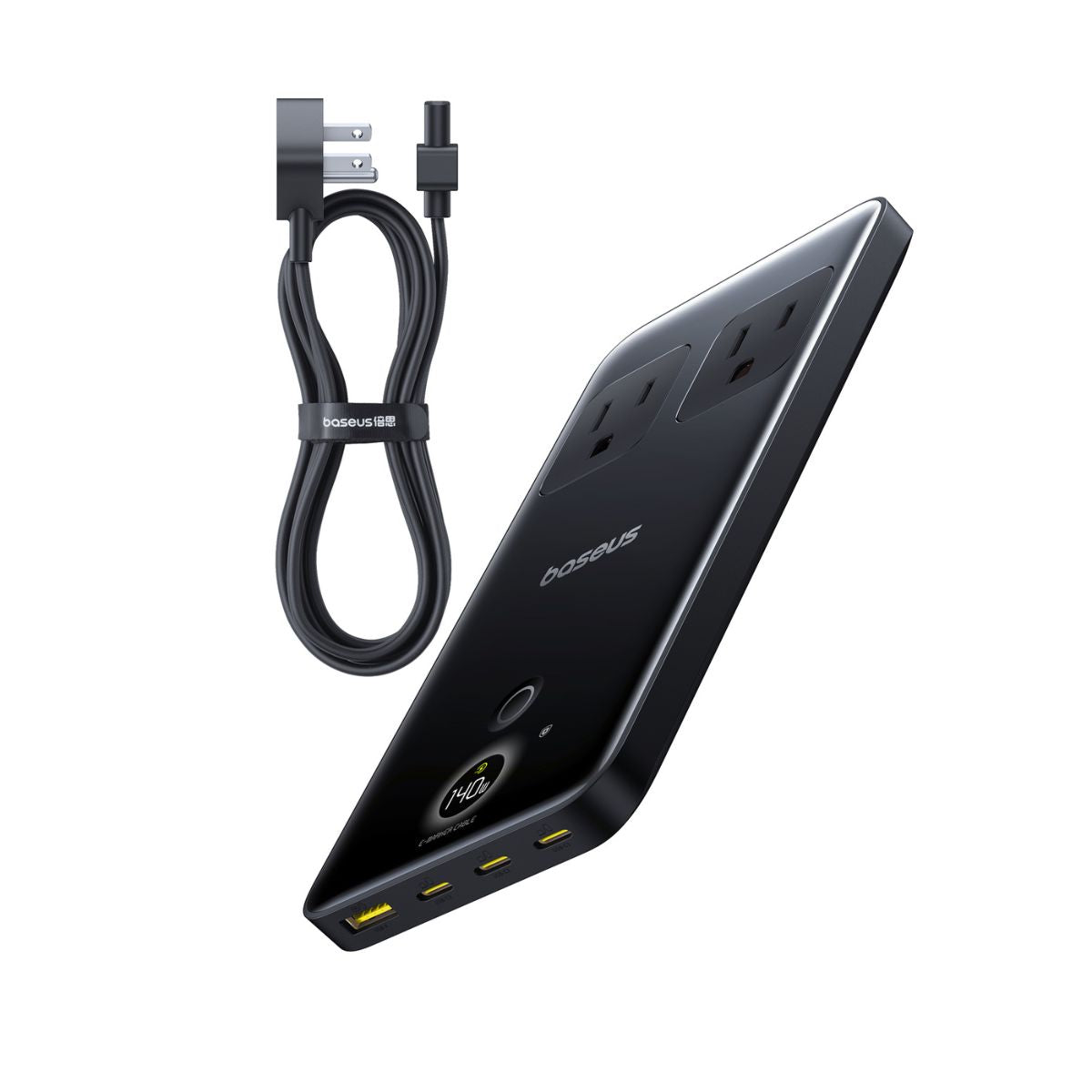 baseus-blade-power-strip-2ac-1u-3c-140w-gan6-desktop-charging-station-with-dynam image 3