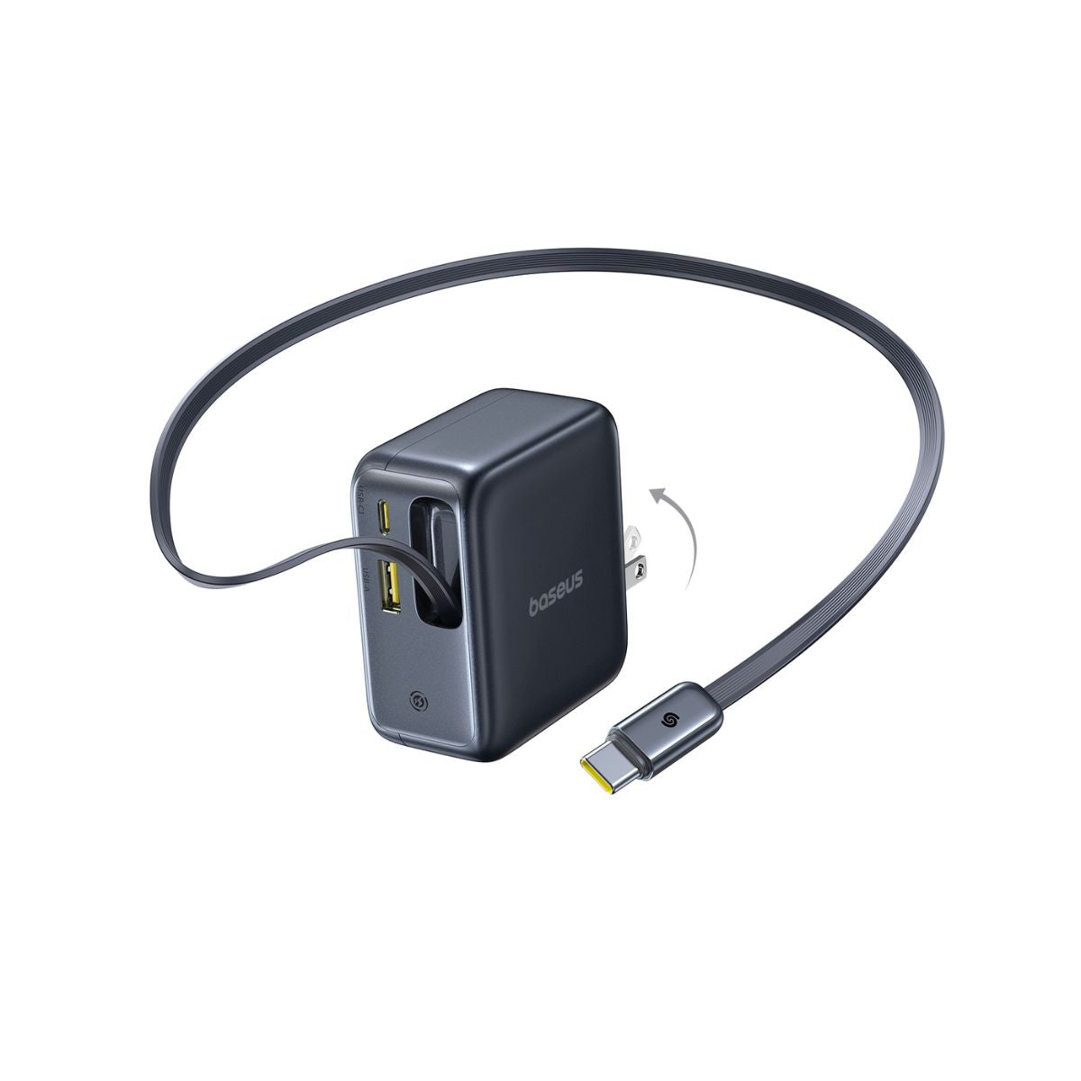baseus-enercore-cj11-fast-charger-with-retractable-cable-2c-u-100w-gan-wall-char image 2