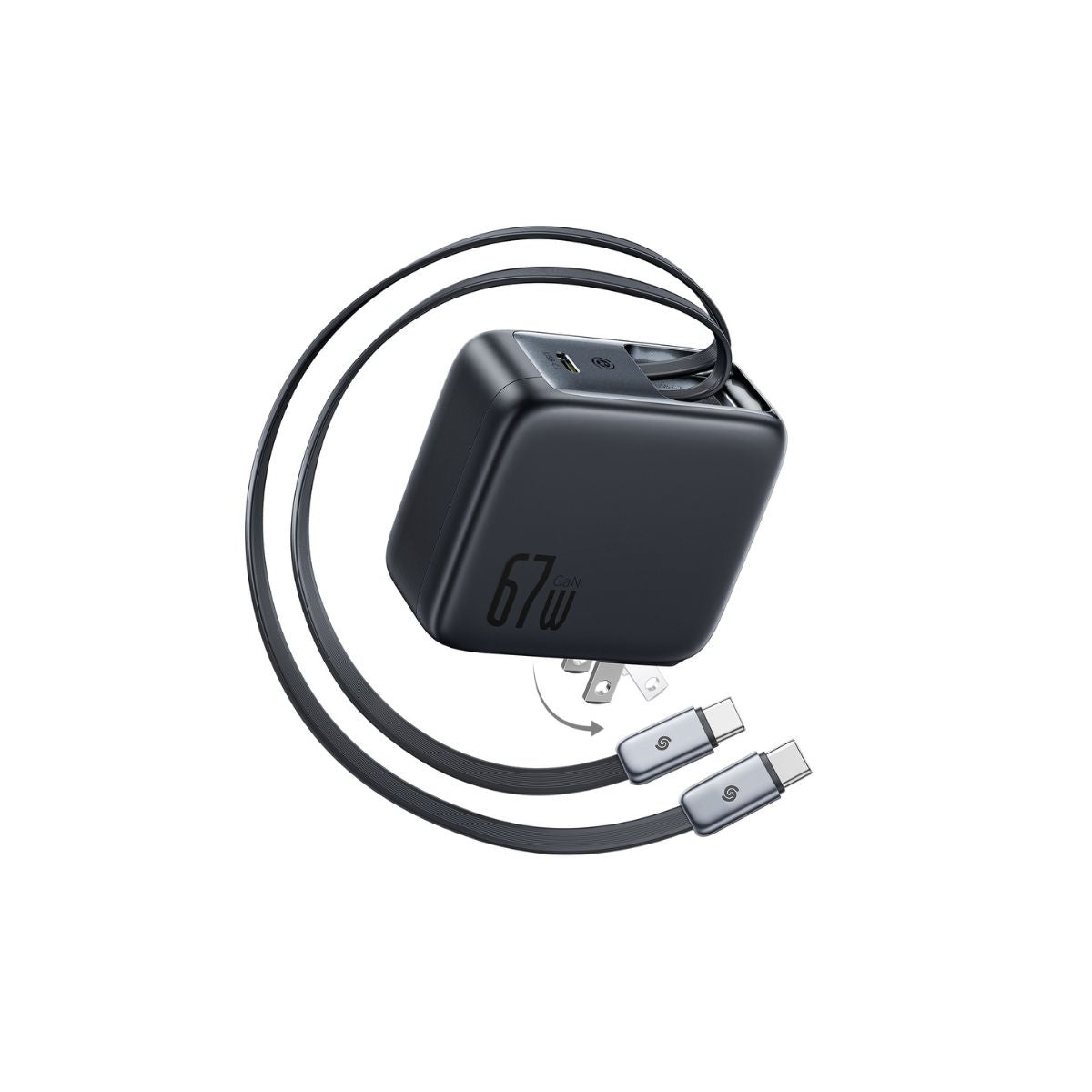 baseus-enercore-cj21-fast-charger-with-dual-retractable-cables-3c-67w-gan-wall-c image 1