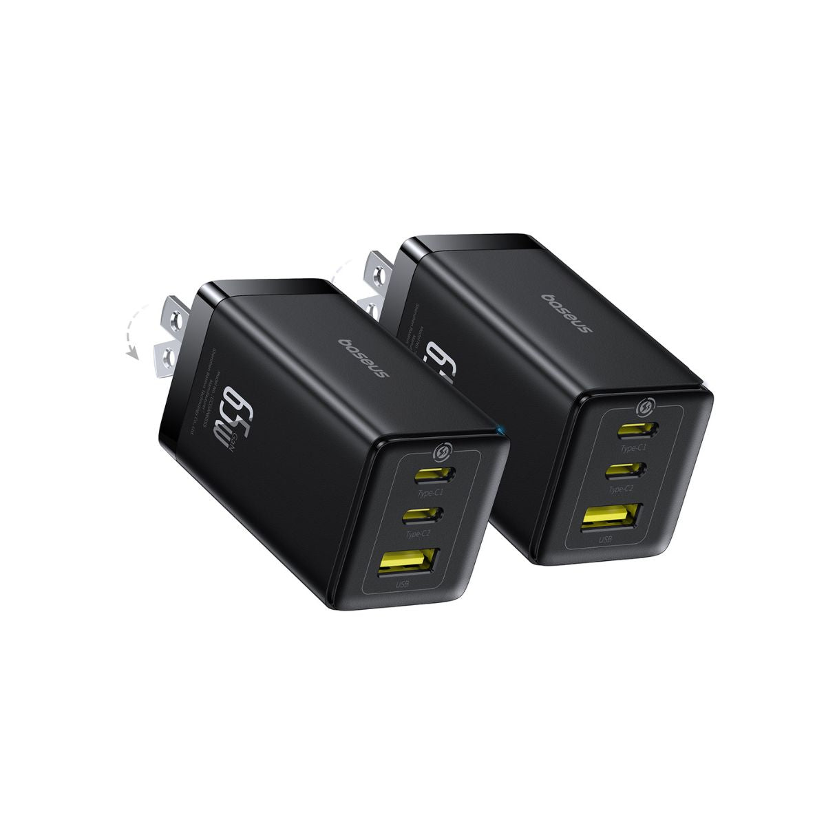 baseus-gan5-pro-65w-fast-charger-2c-u-3-port-gan-usb-c-charger-2-pack image 1