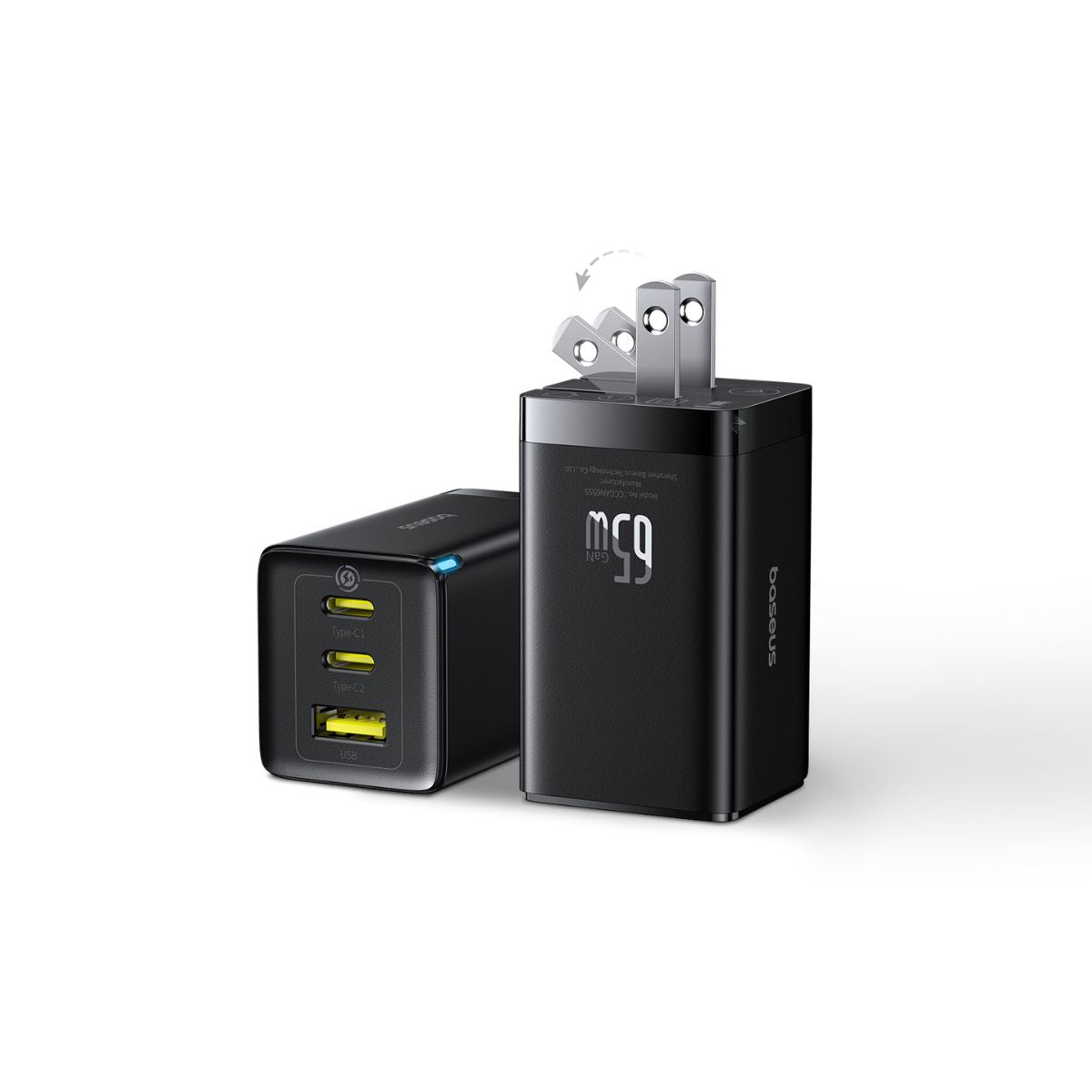 baseus-gan5-pro-65w-fast-charger-2c-u-3-port-gan-usb-c-charger-2-pack image 3