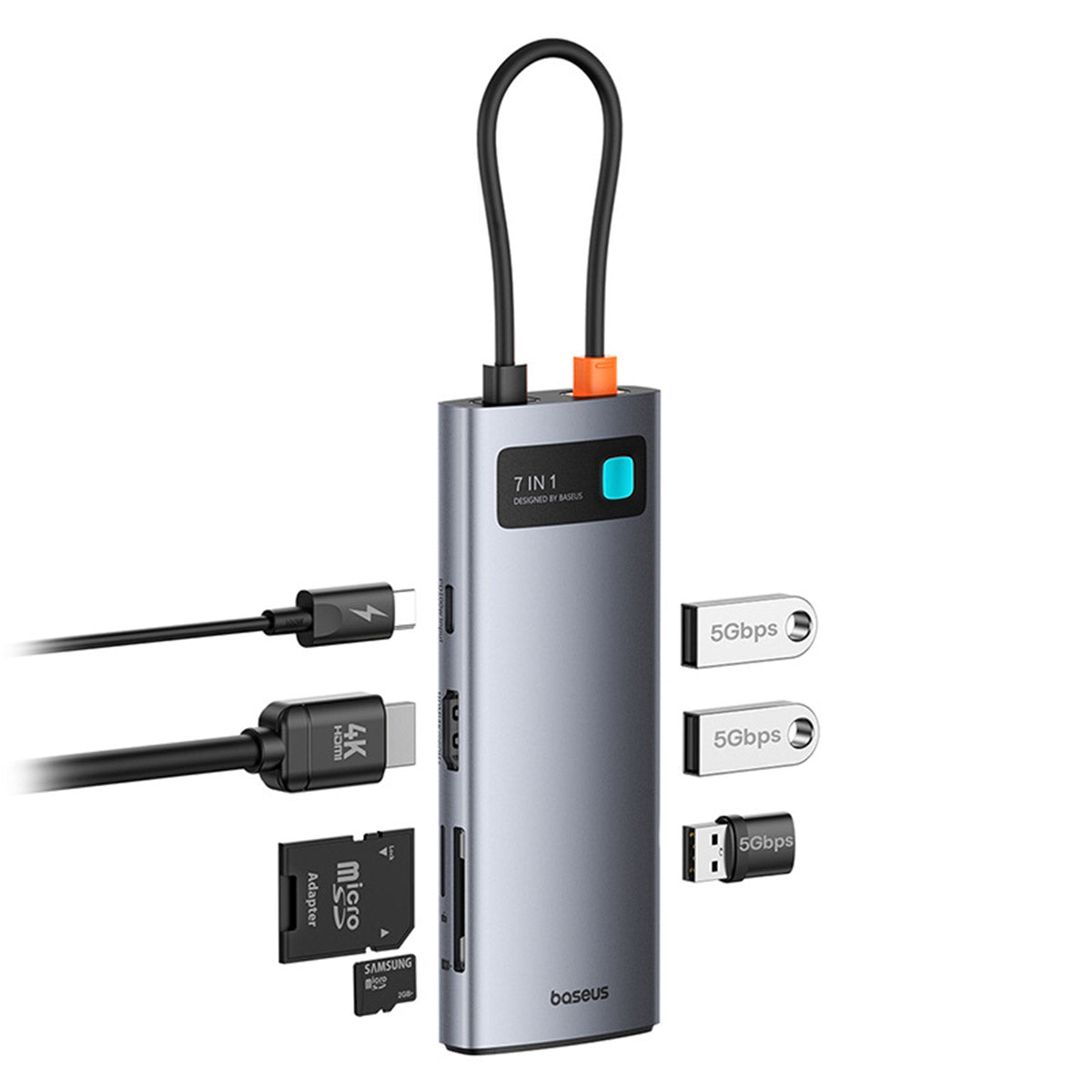 baseus-joystar-7-in-1-usb-c-hub-with-hdmi-sd-tf-card-reader-100w-pd image 6