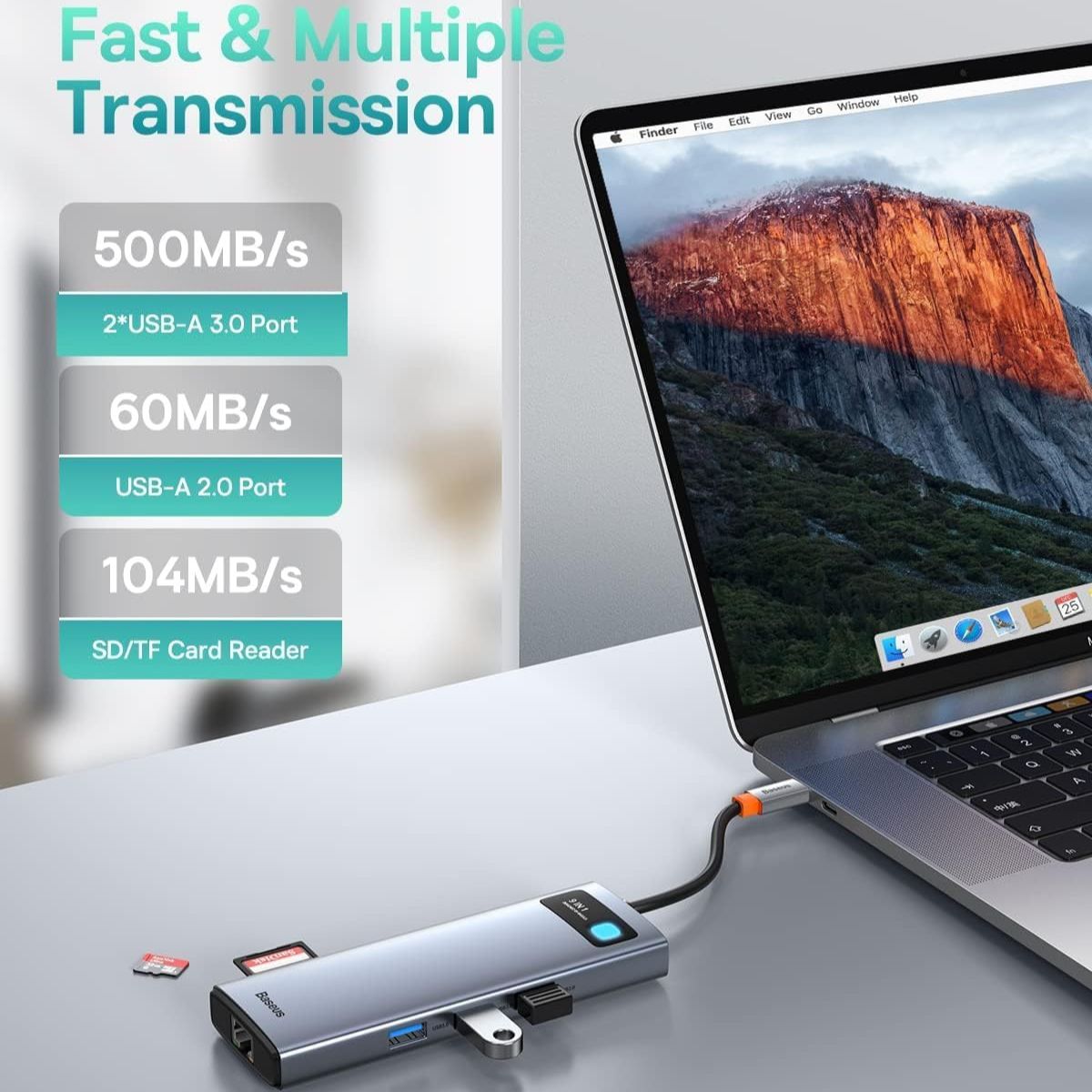 baseus-metal-gleam-series-9-in-1-usb-c-hub-4k-120hz-85w-pd-5gbps-compact image 3