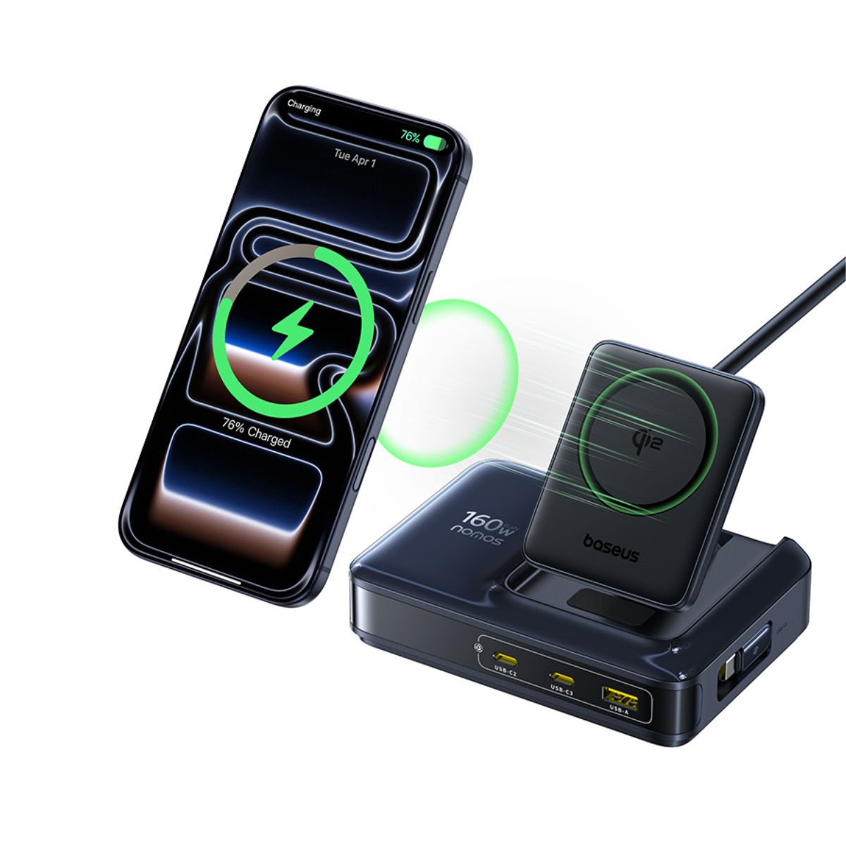 baseus-nomos-nh21-5-in-1-desktop-charging-station-160w-gan-with-15w-wireless-cha image 4