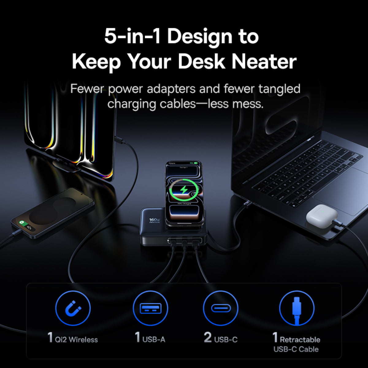 baseus-nomos-nh21-5-in-1-desktop-charging-station-160w-gan-with-15w-wireless-cha image 6