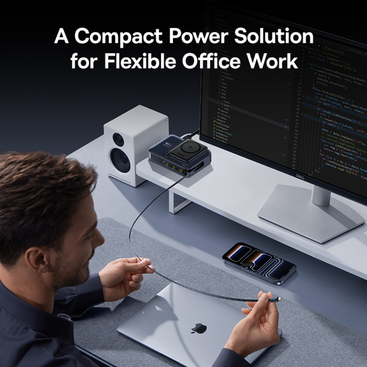 baseus-nomos-nh21-5-in-1-desktop-charging-station-160w-gan-with-15w-wireless-cha image 8