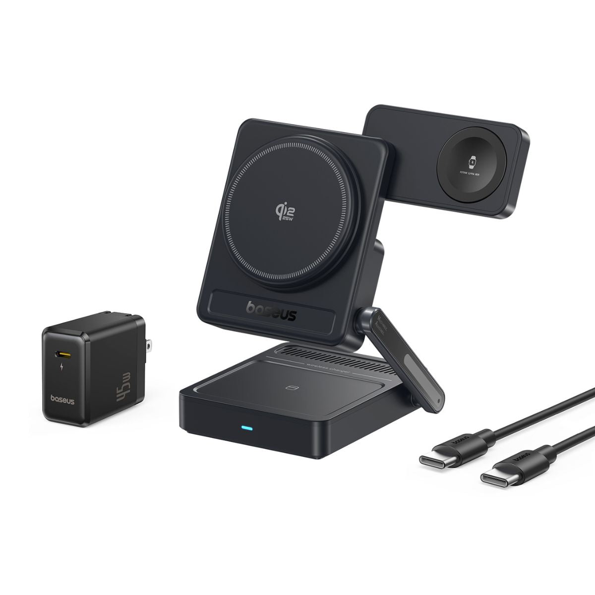 baseus-picogo-af21-3-in-1-qi2-2-wireless-charger-25w-for-phone-watch-and-earbuds image 4