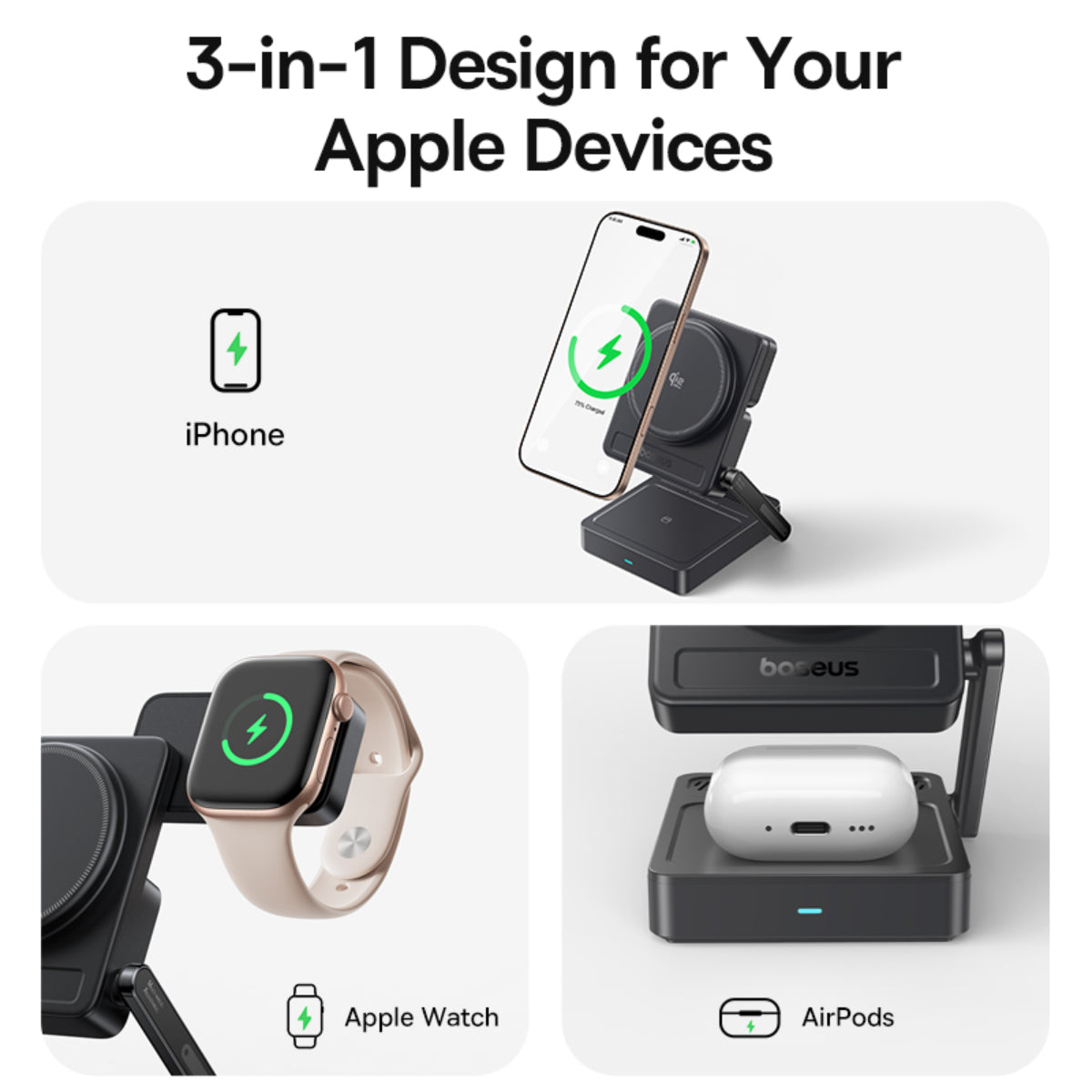 baseus-picogo-af21-3-in-1-qi2-2-wireless-charger-25w-for-phone-watch-and-earbuds image 8