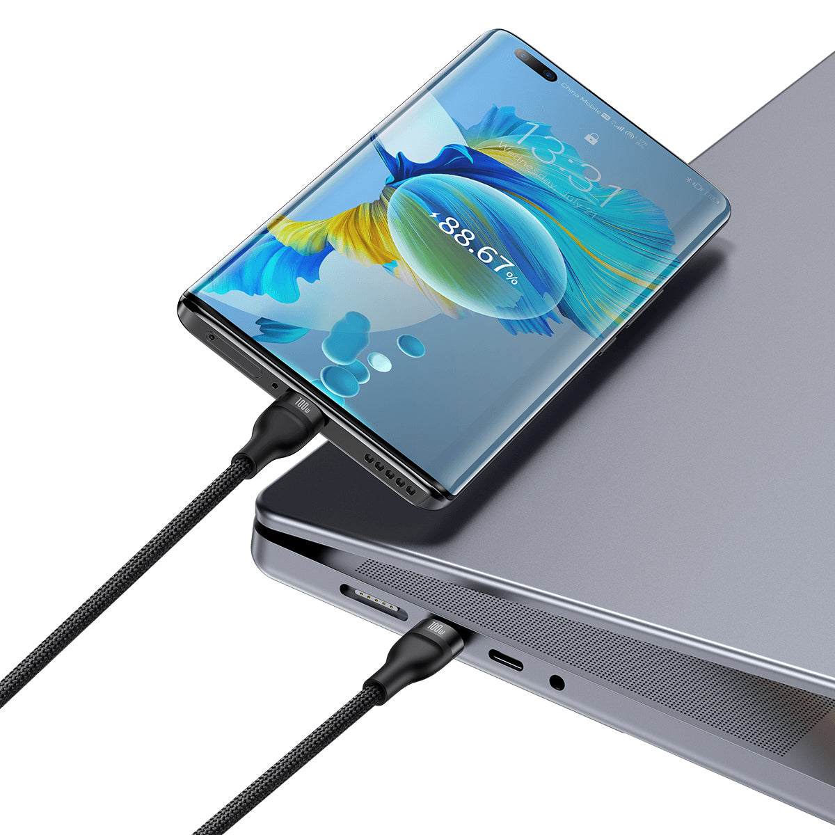 baseus-flash-2-in-1-usb-c-cable-100w-4-9ft-150cm-dual-device-fast-charging-and-d image 7